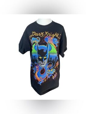Batman Dark Knight Graphic Tee Dragons Neon DC Comics Shirt Size L